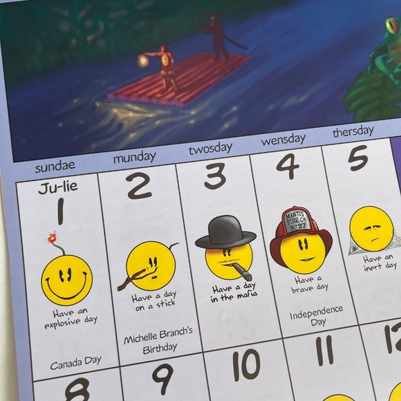 Bundle Retro Vintage Have a Day Calendars NEW‎ Smiley Faces Collection Wall Art - Picture 5 of 10